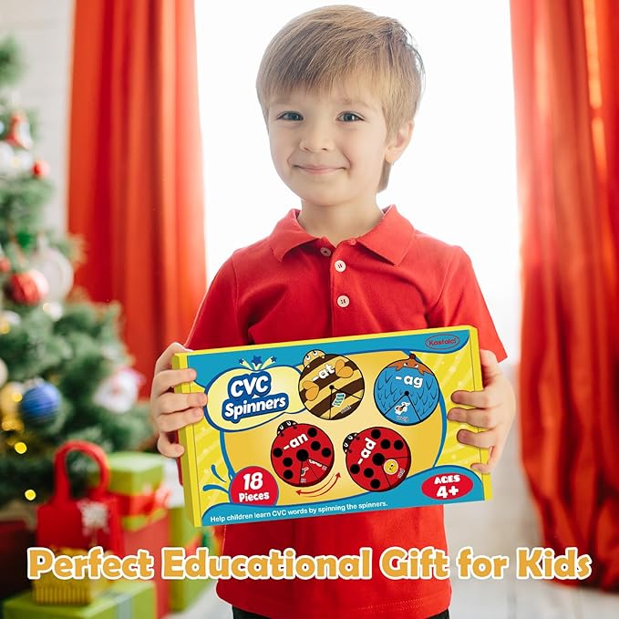 Kasfalci CVC Word Cards,CVC Word Games,Phonics Games,Speech Therapy Toys for Toddlers Kids,Learn to Read,Spelling Reading Learning Game,Kindergarten Preschool Learning Activities Educational Toy