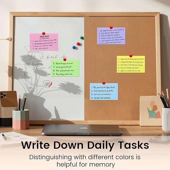 Index Cards 3x5 Inch, 250sheets, Flash Cards,Ruled Lined Colored Note Cards Paper For Studying, Schools Supplies, College, Office And Home Organization, Note Taking Supplies