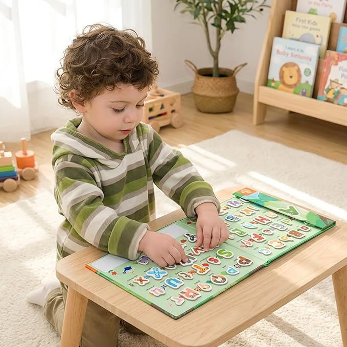 Magnetic Alphabet Book for Toddlers 3+, 52 Animal-Shaped ABC Magnets with Erasable Writing Practice, Portable Refrigerator Letters for Kids, Educational Travel Toy for Spelling & Reading