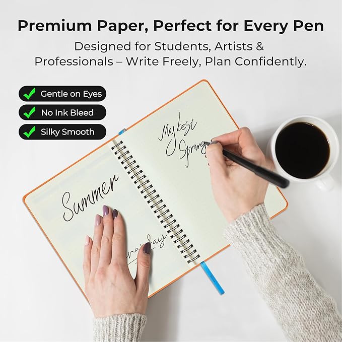 Planner 2026-2027 Daily Weekly and Monthly,11.5"x8.5",18 Months Spiral Bound Calendar Agenda with Self-adhesive Pen Holder,2026 Academic Plan with Vegan Leather Soft Cover,Orange