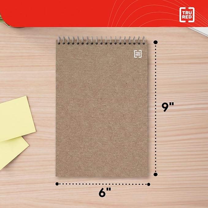 Staples TRU RED Steno Notepads, 6" x 9", Gregg Ruled, 80 Sheets, Top Wirebound, 12-Pack