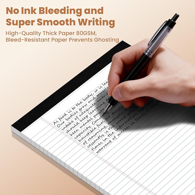 24Packs Legal Pads 8.5 x 11 Inch, 50Sheets/Pack, College Ruled & Perforated White Writing Pads, Pads of Paper 8.5 x 11, Lined Note Pads with Sturdy Backing for Office, Business & School Supplies