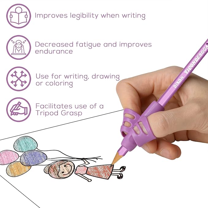 INNER-ACTIVE Two Point Pencil Grips 30 Pack, Handwriting Training for Kids and Preschoolers, Classroom Bulk, Occupational Therapy Writing Tool to Improve Tripod Grasp