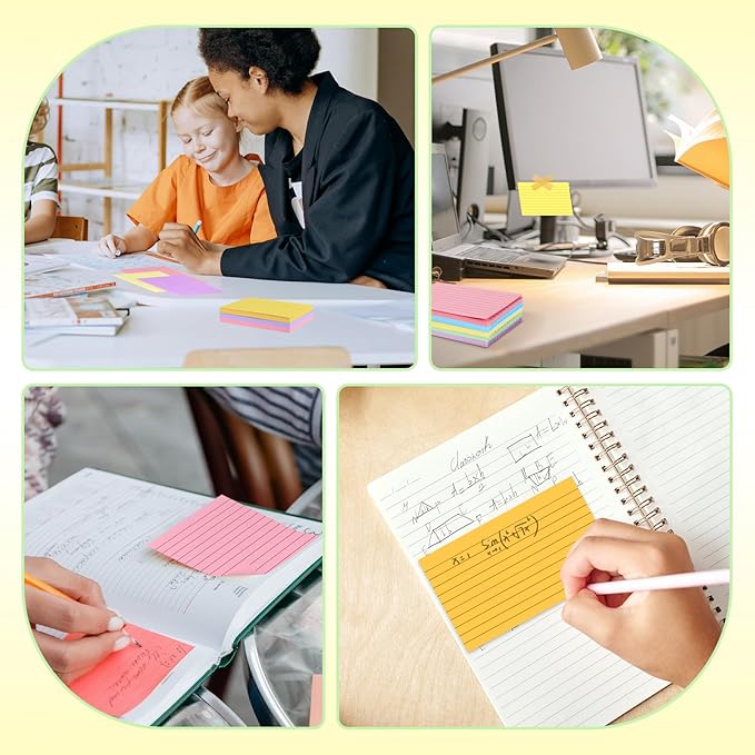 Tecmisse 1800 PCS Ruled Index Cards, 3x5 Inches Colorful Index Cards, Heavy Colored Note Cards, Study Cards for School, Learning, Memo Scratch Pad, 6 Colors Notecards (1800)