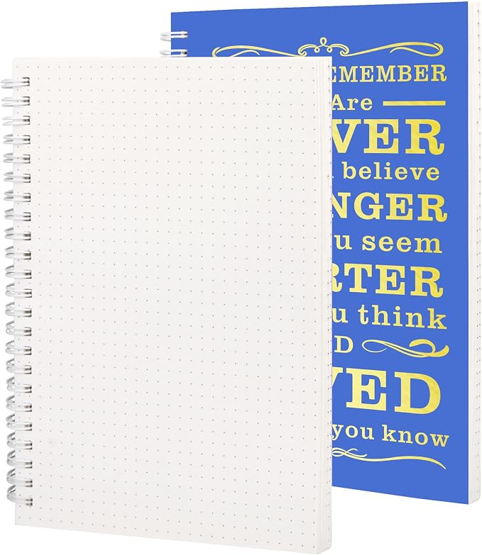 JOHSBYD 2Pcs Spiral Dotted Notebook,Inspirational Gifts A5 Dot Grid