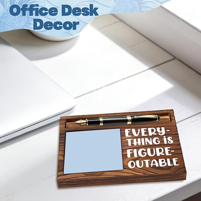 FOUGSTA Funny Office Gifts for Coworker, Gag Office Gifts for Coworker, Funny Desk Decor Gift for Coworker,Wooden Notepad Pen Holder With Funny Quotes,16.5 x 12 x 1.5 cm,XXN11