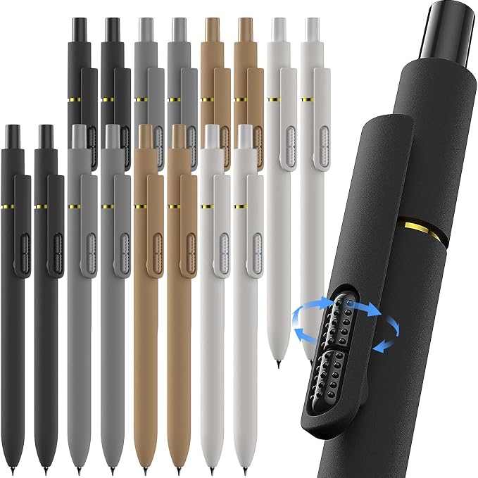 Hiacry 16 Pack Gel Pens, Quick-Dry Long Lasting Black Ink-0.7 MM Fine Point | Smooth Writing Fidget Pens, Stress Relief, No Smear, No Bleed, Journaling,Note Taking, Work, School,Office, Students & Adults