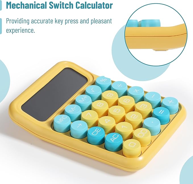 Mr. Pen- Mechanical Switch Calculator, 12 Digit Large LCD Display, Colorful with Big Buttons, Mechanical Switch Calculator for Home, School, Office