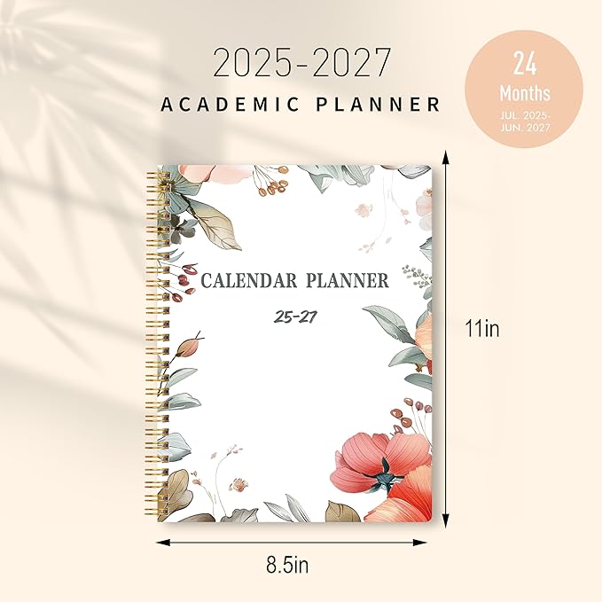 Monthly Planner 2026-2027, 2026 Calendar 18 Months Planner, January 2026 - June 2027, 8.5" x 11", 2026 Academic Calendar Hard PVC Cover with Spiral Bound, Perfect for School & Office for Women & Men