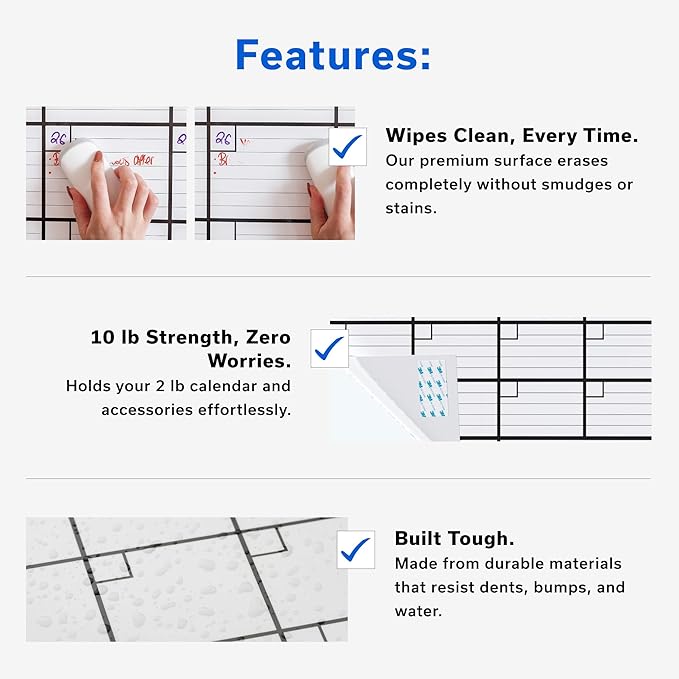 Yearly Large Dry Erase Calendar for Wall 24x36, for Year Family 12 Month, Undated Big Erasable Office, Rolled Whiteboard White Board, Classroom Annual Calendar Planner Dry Erase 36x24 Wall Reusable
