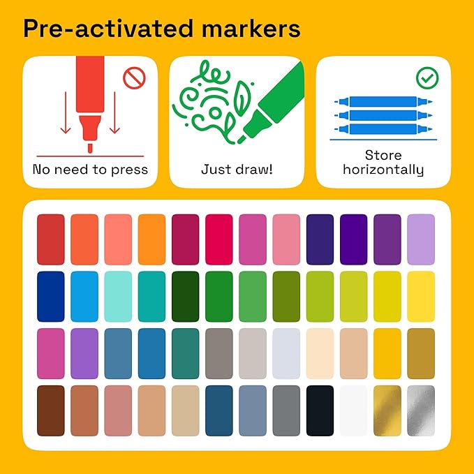 ARTISTRO 48 Dual-Tip Fabric Markers - Fabric Decorating Kit - Permanent for Clothes - Acrylic Paint Pens for Sneakers, Bags, Shoes, Textile, Canvas, Sewing, Craft, DIY - Brush and Fine Tip