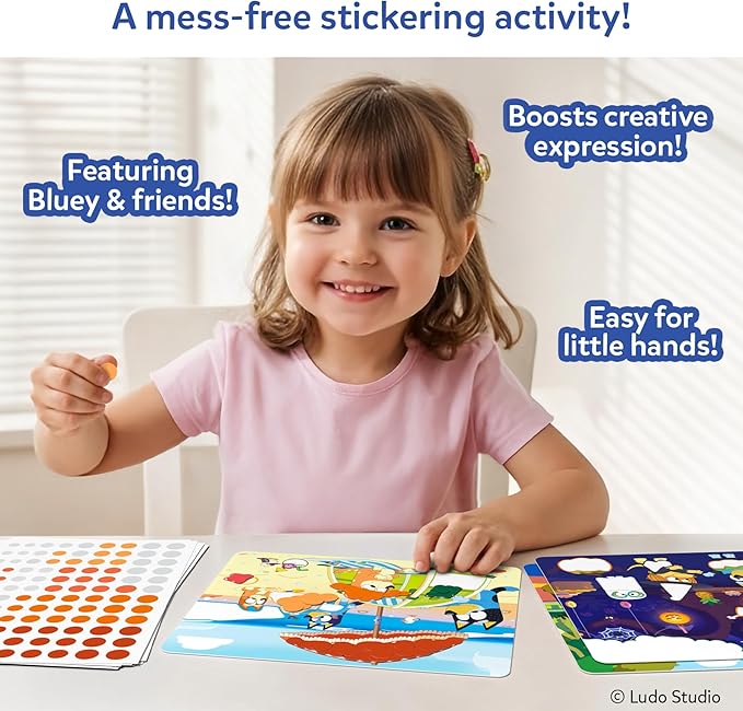 Skillmatics Bluey Dot It Sticker Activity – Mess-Free Fun for Kids, 500+ Stickers, Craft Kits, DIY Activity, Travel Toys, Gifts for Boys & Girls Ages 3, 4, 5, 6, 7