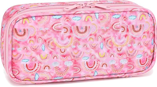 FlowFly Large Capacity Pencil Case for Kids, Boys & Girls – Zippered Multi-Functional Pen Pouch, Soft & Portable Pencil Bag for School, Teens, Students, Rainbow