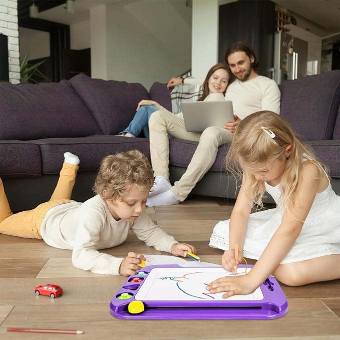 SGILE Toddler Toys for Kids, Large Magnetic Drawing Board for Birthday Gift, Toys for 1 2 3 4 Year Old Girls Boys, Etch & Sketch Pad with 4 Stamps, Learning and Educational, 16 ×13 in, Purple