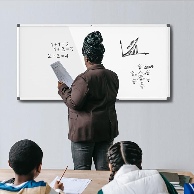 TOWON Magnetic Dry Erase Board White Board, Silver Aluminium Frame, Whiteboard for Wall with Pen Tray and Accessories for Office, Homeschool, 48 x 24 Inches