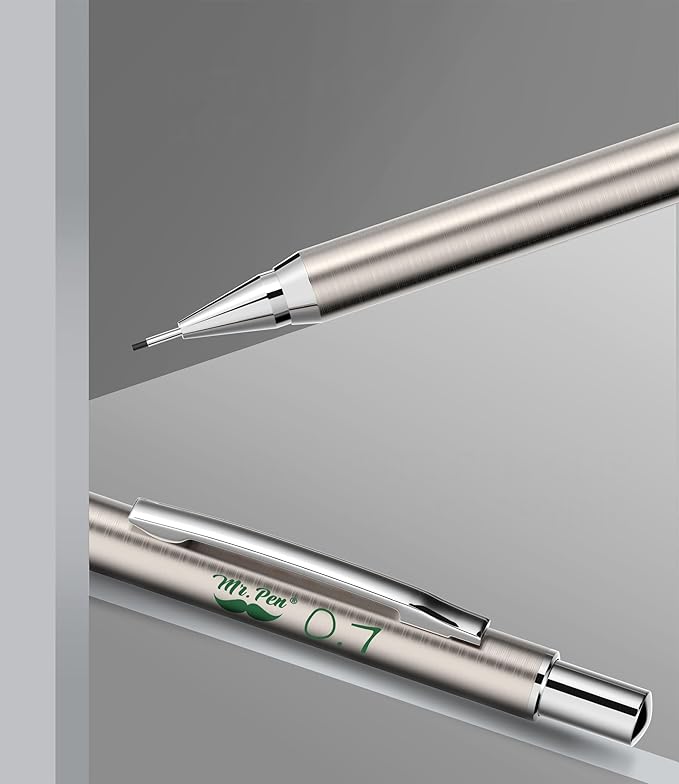 Mr. Pen- Metal Mechanical Pencil Set with Lead Refills & Erasers, 2 Pack, 0.7mm, 4x Tubes HB Lead Refill, 4x Eraser Refills for School Supplies, Note Taking, Drawing, Sketching, Office