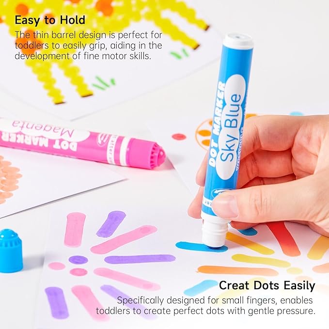 Shuttle Art Dot Markers, 15 Colors Washable Markers for Toddlers,Bingo Daubers Supplies Kids Preschool Children, Non Toxic Water-Based