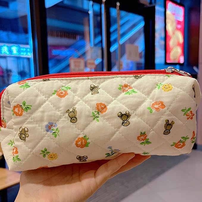 Pencil Case Office College School Storage Bag Pouch Holder Box Organizer Makeup Pouch Cosmetic Bag Aesthetic Cute Pen Case for Girls Boys Kids (Bunny bear)
