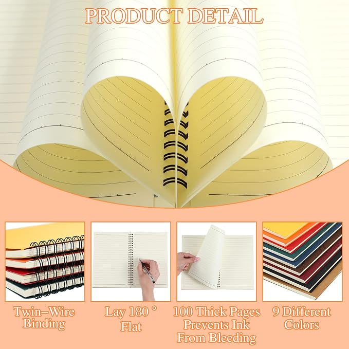 Yahenda 18 Pcs Spiral Notebooks, 1 Subject, Wide Ruled, Multi Color