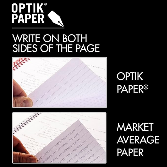 Black n' Red Notebook, Business Journal, 11" x 8-1/2", 70 Sheets, Ruled, Optik Paper, Scribzee App, Hardcover, Wirebound, Black (K67030)