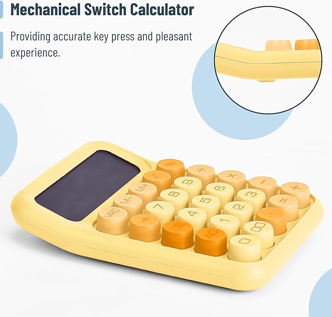 Mr. Pen- Mechanical Switch Calculator, 12 Digit Large LCD Display, Orange with Big Buttons, Mechanical Switch Calculator for Home, School, Office