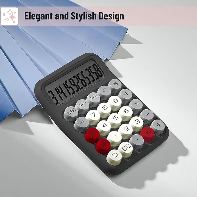 Mr. Pen- Mechanical Switch Calculator, 12 Digit Large LCD Display, Slate Grey with Big Buttons, Mechanical Switch Calculator for Home, School, Office