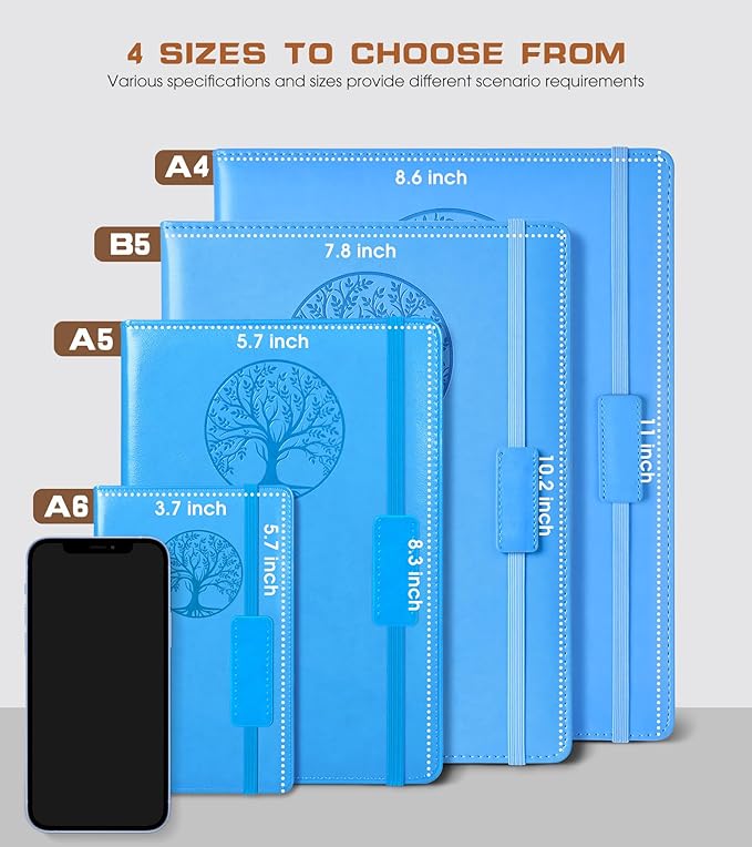 Lined Journal Notebook for Women Men,256 Thick Pages,A5 Hardcover Vintage Leather Journal for Writing,Travel,Business,Work, School,College Ruled Notebooks for Note Taking,Daily Diary 5.7"×8.3"