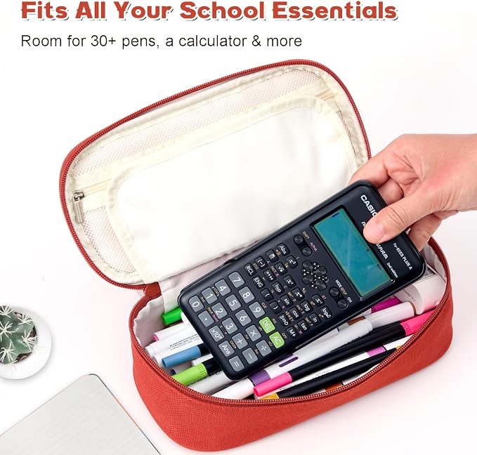Pencil Case Pouch, Large Capacity Pen Bag Organizer, Cute Aesthetic Pencil Box for Girls Boys Kids, Back to School Supplies, Teacher Supplies Classroom Essentials, Red