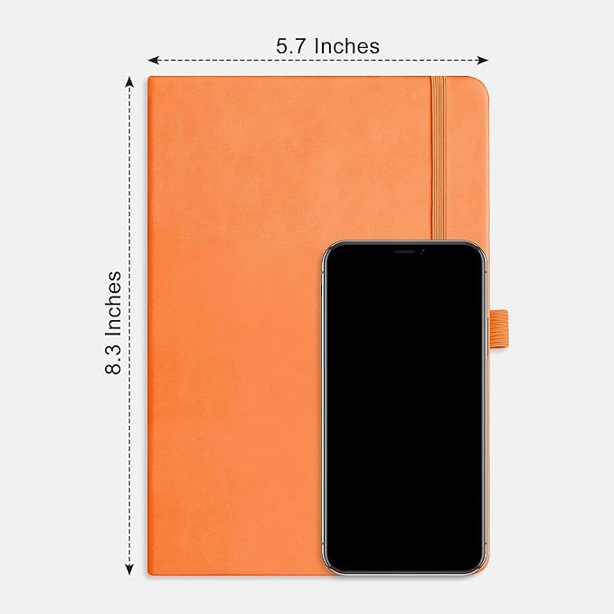 RETTACY Blank Journal Notebook, 192 Pages, A5 Medium Size (5.7'' x 8.3''), Leather Hardcover, 100 GSM Thick Paper, for Sketching, Drawing, Painting (Orange)