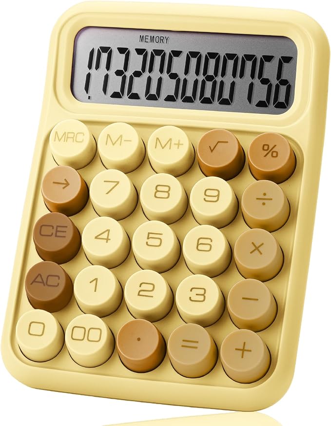 Mr. Pen- Mechanical Switch Calculator, 12 Digit Large LCD Display, Beach Sand with Big Buttons, Mechanical Switch Calculator for Home, School, Office