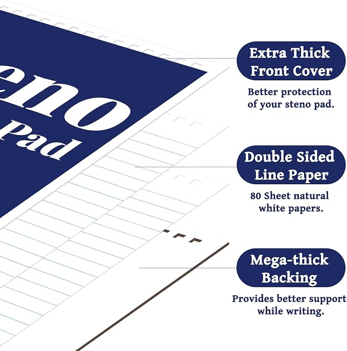 OSIMIG 24 Pack Spiral Steno Pads 6" x 9", Gregg Ruled Steno Pad, 80 Sheets