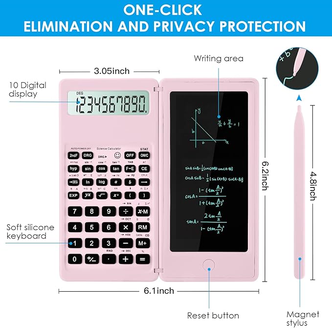 Scientific Calculators,IPepul Multi-Functional Pink Kawaii Calculator with Algebra, Trigonometry, and Calculus, Suitable for Students, Teachers, &Business Professionals, Lead for School Supplies（Pink