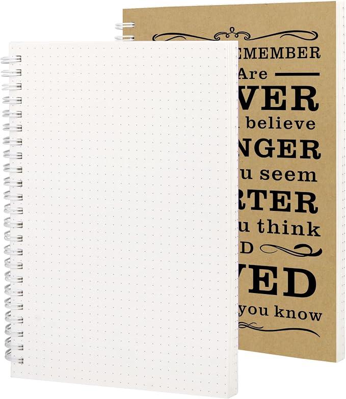 JOHSBYD2Pcs Spiral Dotted Notebook,Inspirational Gifts A5 Dot Grid