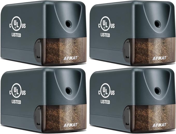 AFMAT 4 Pack Electric Pencil Sharpener, Heavy Duty Pencil Sharpener for Classroom, 6.5-8mm No.2/Colored Pencils, UL Listed, 10,000+ Sharpenings for Home, Office, School, PS66