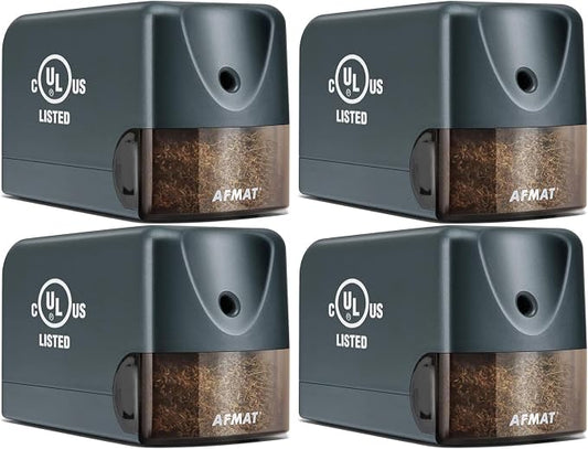 AFMAT 4 Pack Electric Pencil Sharpener, Heavy Duty Pencil Sharpener for Classroom, 6.5-8mm No.2/Colored Pencils, UL Listed, 10,000+ Sharpenings for Home, Office, School, PS66