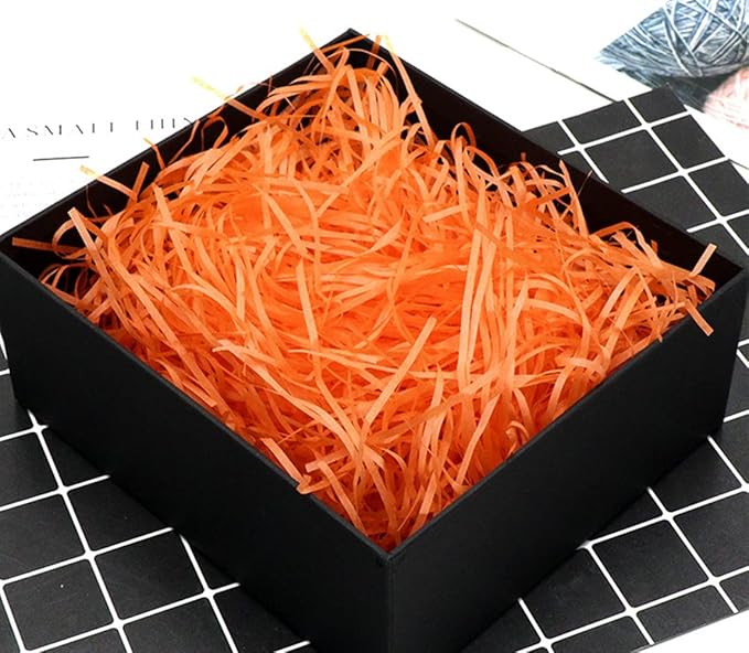 Easter Grass, 100g Shredded Paper for Gift Box, Crinkle Cut Paper Shred Filler for Gift Wrapping & Basket Filling(Orange)