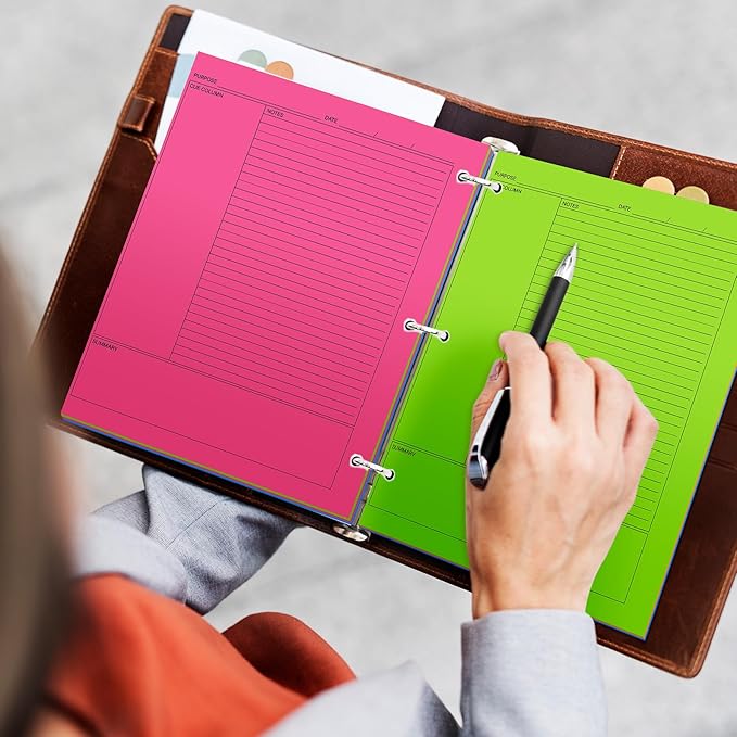 Ctosree 200 Sheets Cornell Notes Loose Leaf Paper, 8.5 x 11 Inch, 3 Hole Punch, Cornell Notes Filler Paper for School Office College Business Home (Fluorescent Color)