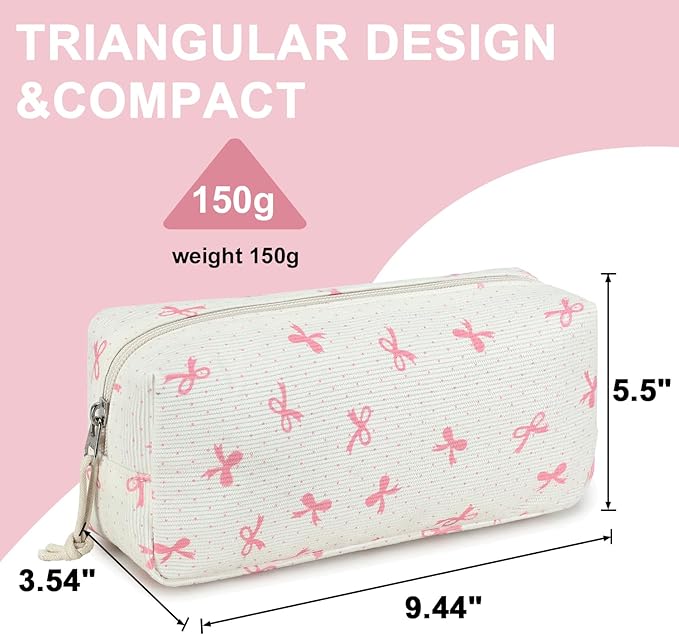 LEDAOU Cute Pencil Case for Kids Girls Boys Pencil Pouch kawaii Pen Pencil Box Bag Holder for School Students (Pink Bow)