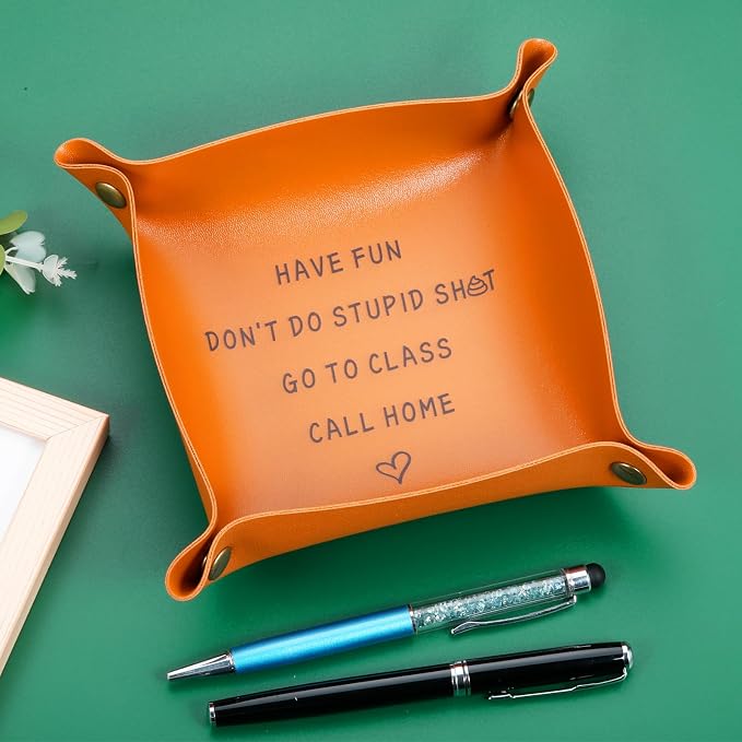 School Supplies for Kids College Essentials for Guys Back to School Gifts First Day of Schools Gift Aesthetic for Boys Son Dorm Room Essentials Off to College Leather Tray Christmas Stocking Stuffers