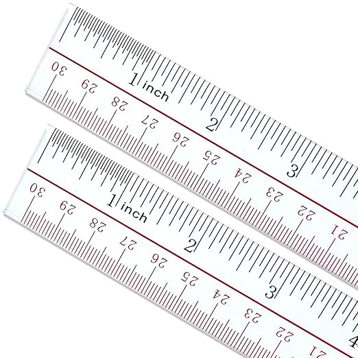 Ruler 12 inch, Clear Plastic 12 inch Ruler, Apply to Rulers for Kids and Office Use Measuring Tools, Transparent Metric Straight with Inches and Centimeters, Ruler Set Pack of 2