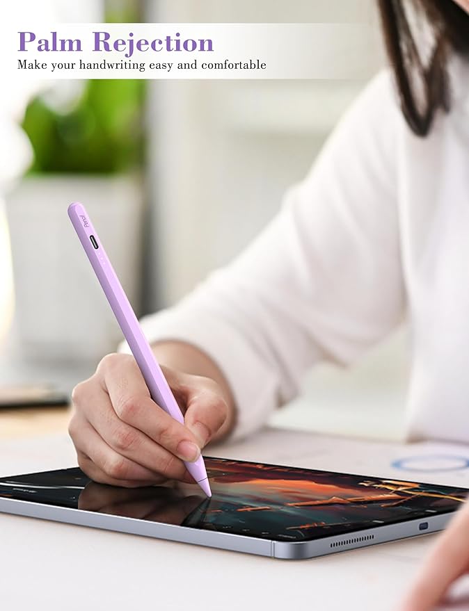 iPad Pencil 6th-11th Generation,10 Mins Fast Charge Stylus Pen,Palm Rejection&Tilt Sensitivity,Compatible with Apple Pencil 1st/2nd iPad Pro 11"/12.9"/M4, Air 3/4/5/M2/M3, Mini 5/6 Purple