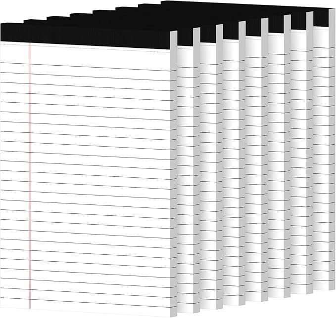 8 Pack Notepads 5x8, Small Legal Pads Narrow College Ruled, 30 Sheets/Pack, Perforated Notebook - White Note Pads for School, Memo, Note Taking, Teacher & Office Supplies, Writing Pads of Paper