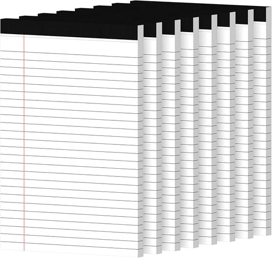 8 Pack Notepads 5x8, Small Legal Pads Narrow College Ruled, 30 Sheets/Pack, Perforated Notebook - White Note Pads for School, Memo, Note Taking, Teacher & Office Supplies, Writing Pads of Paper
