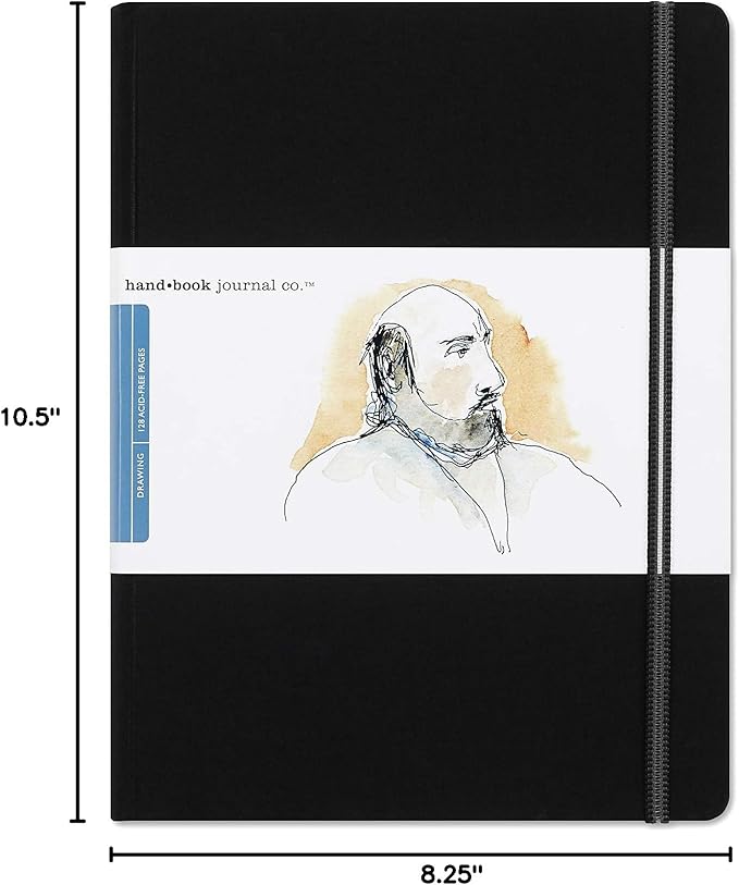 Travelogue Drawing Book, Grand Portrait 10-1/2 x 8-1/4, Ivory Black Artist Journal
