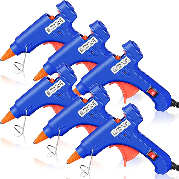 Zhengmy 6 Pcs Mini Glue Gun Crafts Hot Melt Guns Low Temp Glue with Burn Protection Fast Preheating and Easy Squeeze Trigger for School DIY Arts Class Projects Home Quick Repairs, 20 W (Blue)