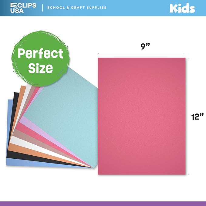 Construction Paper Bulk (300 Sheets) 9 x 12 Construction Paper for Kids Color Art Paper Assorted Colors 50 Sheets Per Pack (6 Pack)
