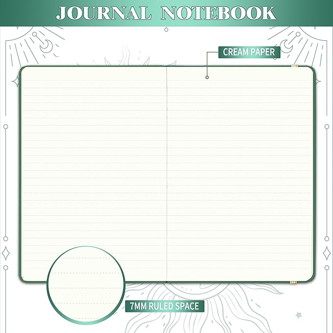 Artfan Ruled Notebook/Journal – Premium Thick Paper Faux Leather Classic Writing Notebook with Pocket + Page Dividers Gifts, Banded, Large, 144 Pages, Hard Cover, Lined (5.8 x 8.4) - Dark Green