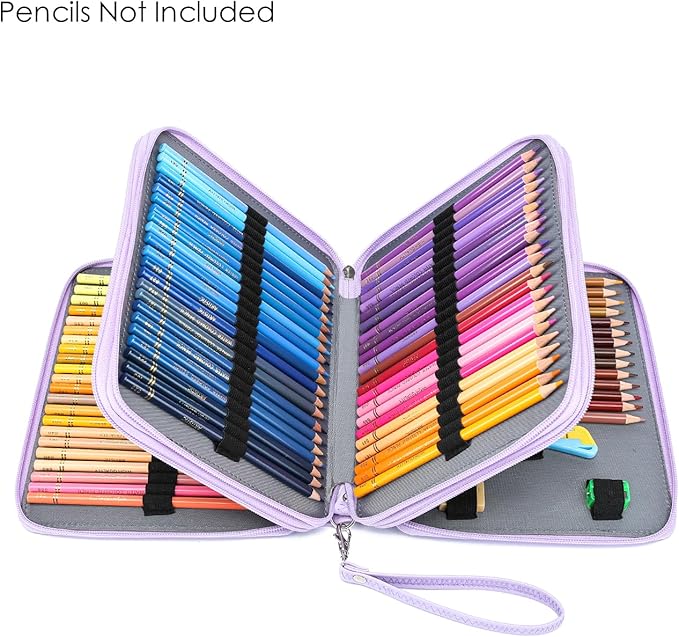 YOUNGCOL 120 Slots Colored Pencil Case Color Pencil Organizer Storage Large Capacity Pencil Holder(Purple, 120 Slots)