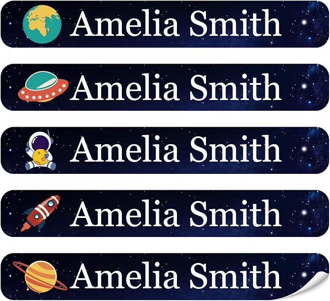 100 Pcs Personalized Name Labels for School Supplies Custom Waterproof Name Stickers Customized Daycare Water Bottles Pencil Labels(Space)