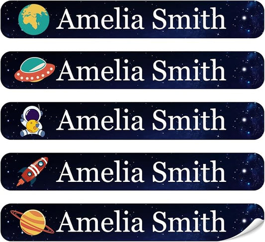 100 Pcs Personalized Name Labels for School Supplies Custom Waterproof Name Stickers Customized Daycare Water Bottles Pencil Labels(Space)